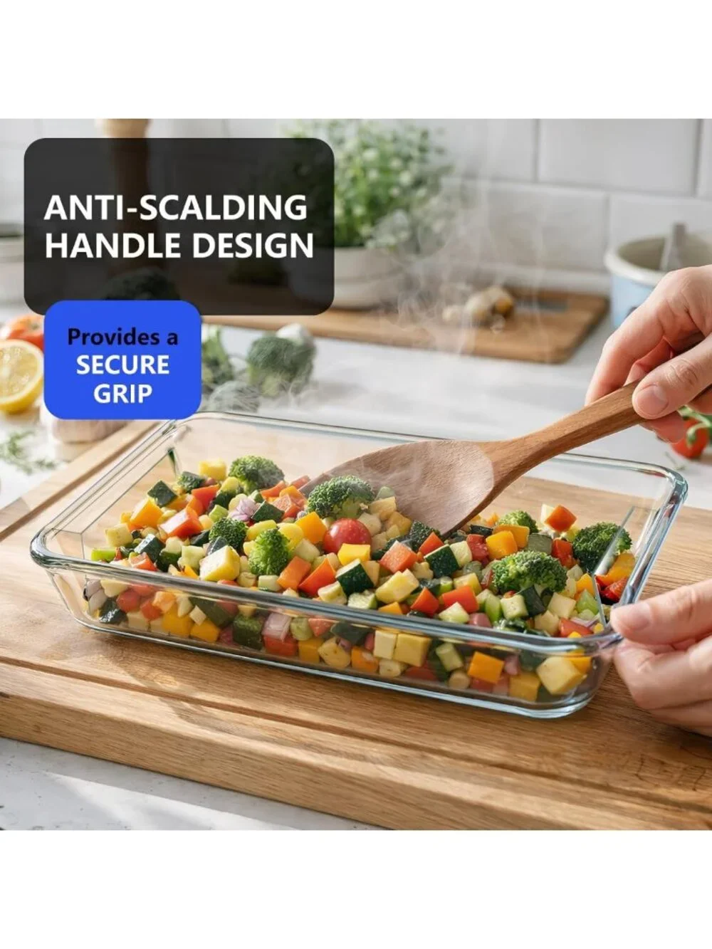 4-Piece Deep Glass Baking Dish Set with Lids - Versatile Sizes for Cooking